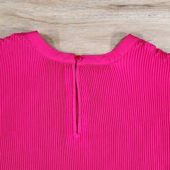 🔹️Anthropologie Adrianna Papell Fuchsia Pleated Short Flutter Sleeve Top Medium - Picture 7 of 12